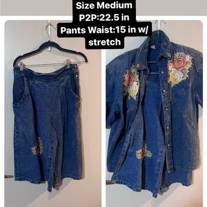 Studded 2pc Shorts Set ( Medium) P2P 22.5” Pants: waist 15” with stretch